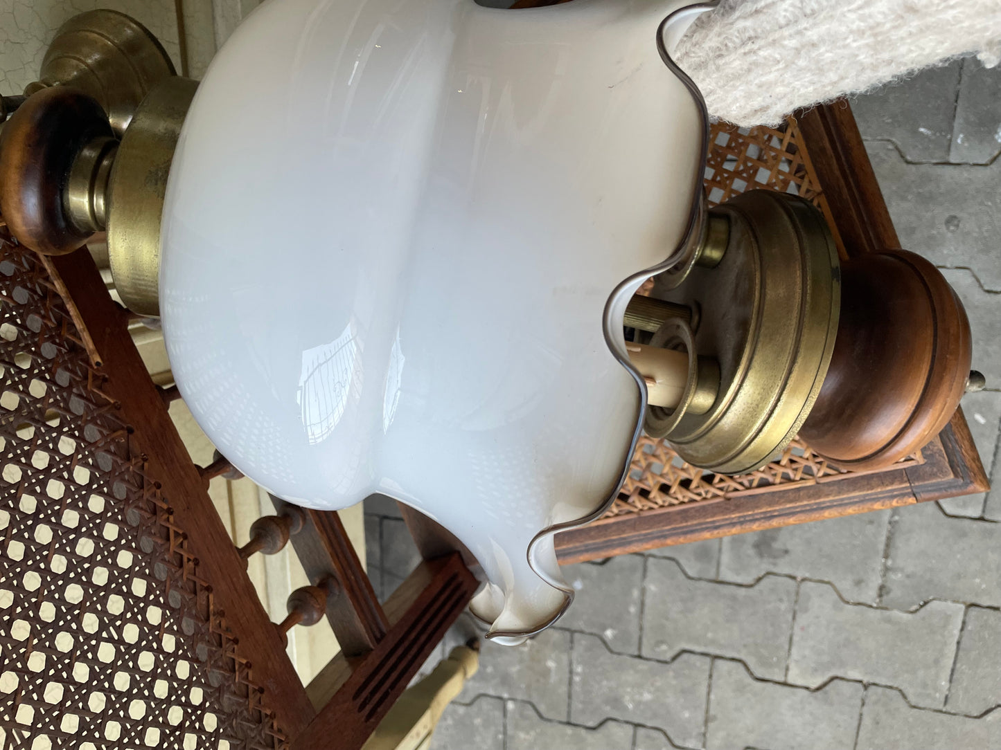 Luster, drevo, kov, sklo, v 70 cm, priemer 37 cm