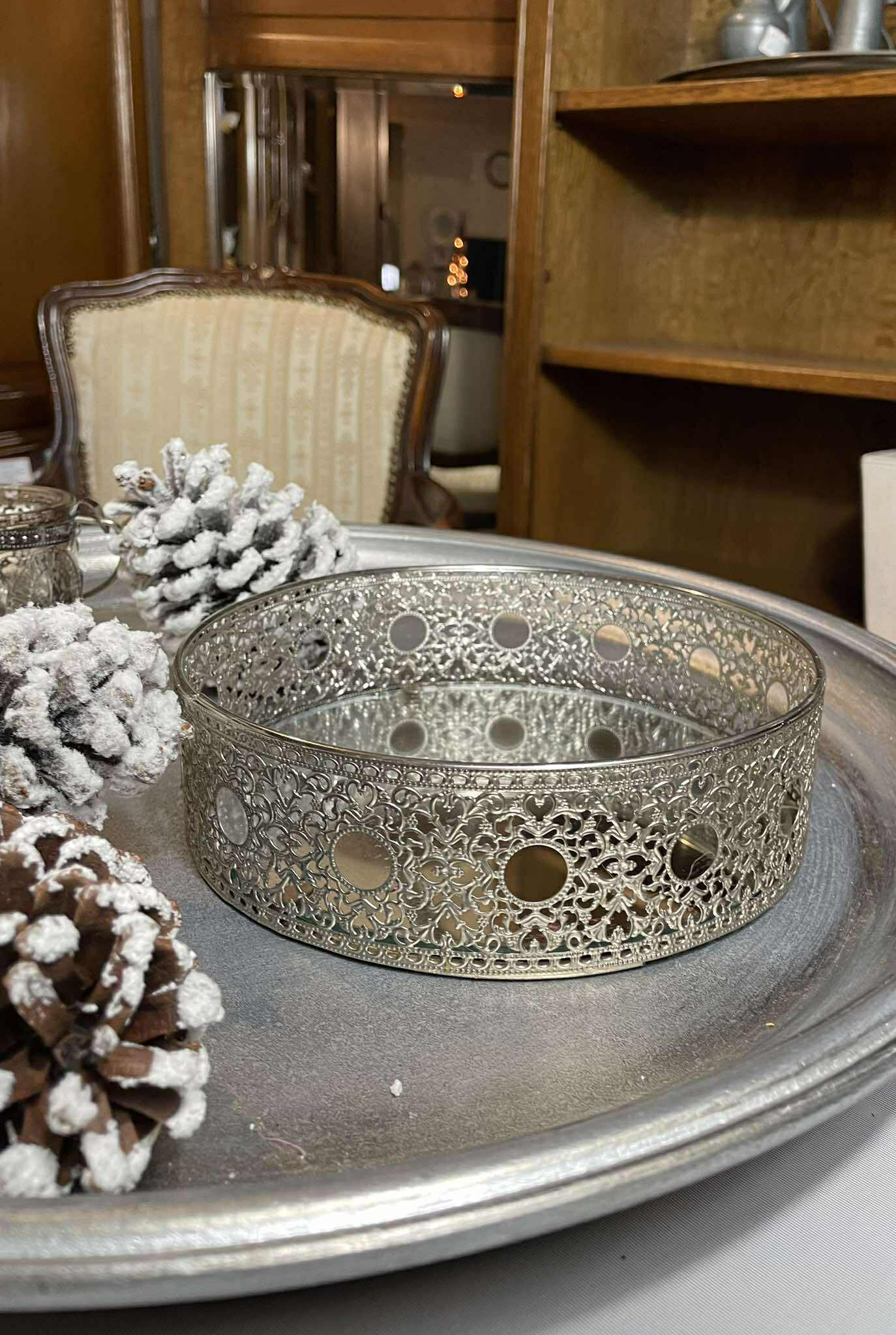 Podnos, sklo, kov, 6x19 cm