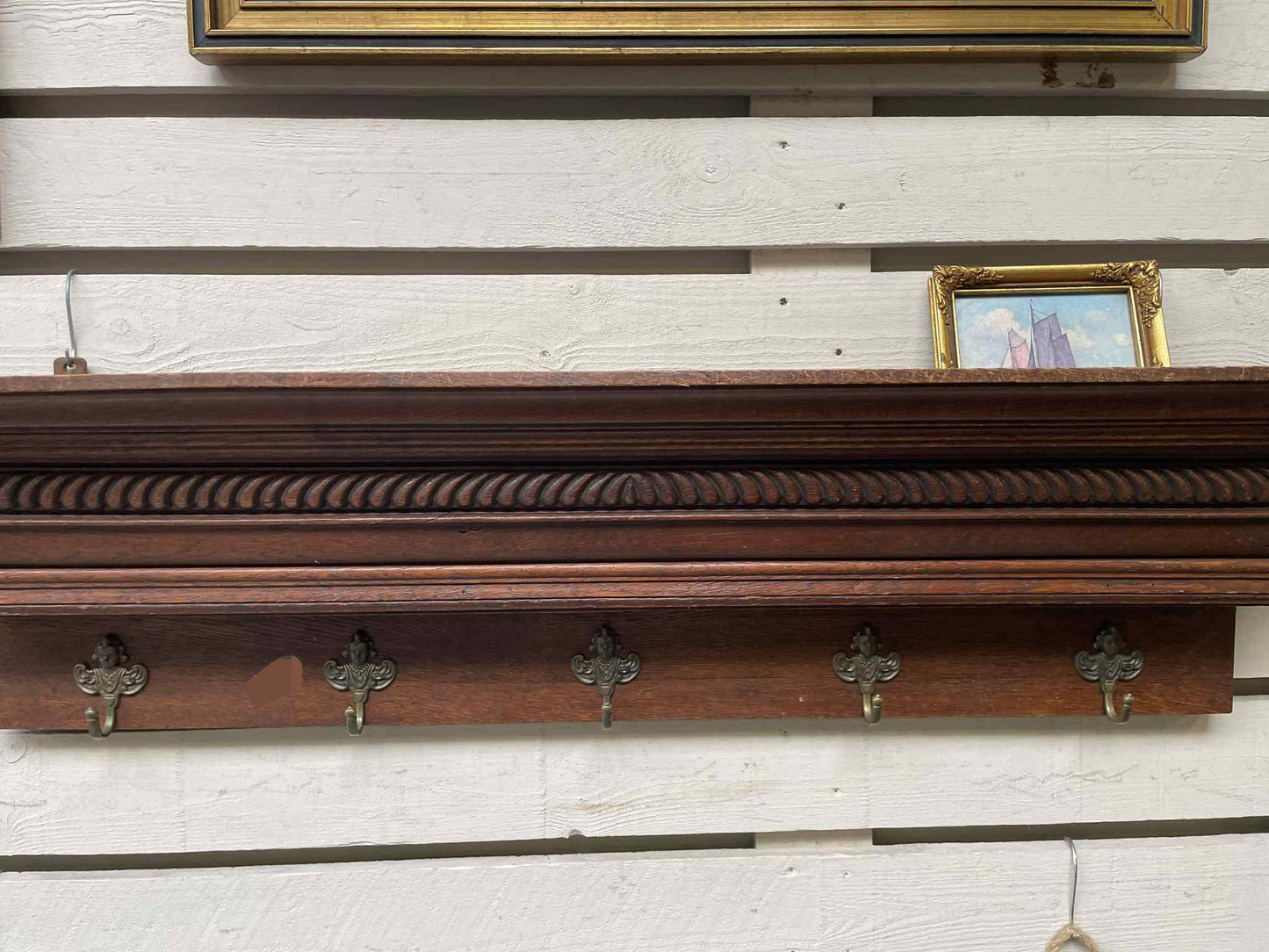 Vintage vesiak, masív, kov, 30x122x22 cm