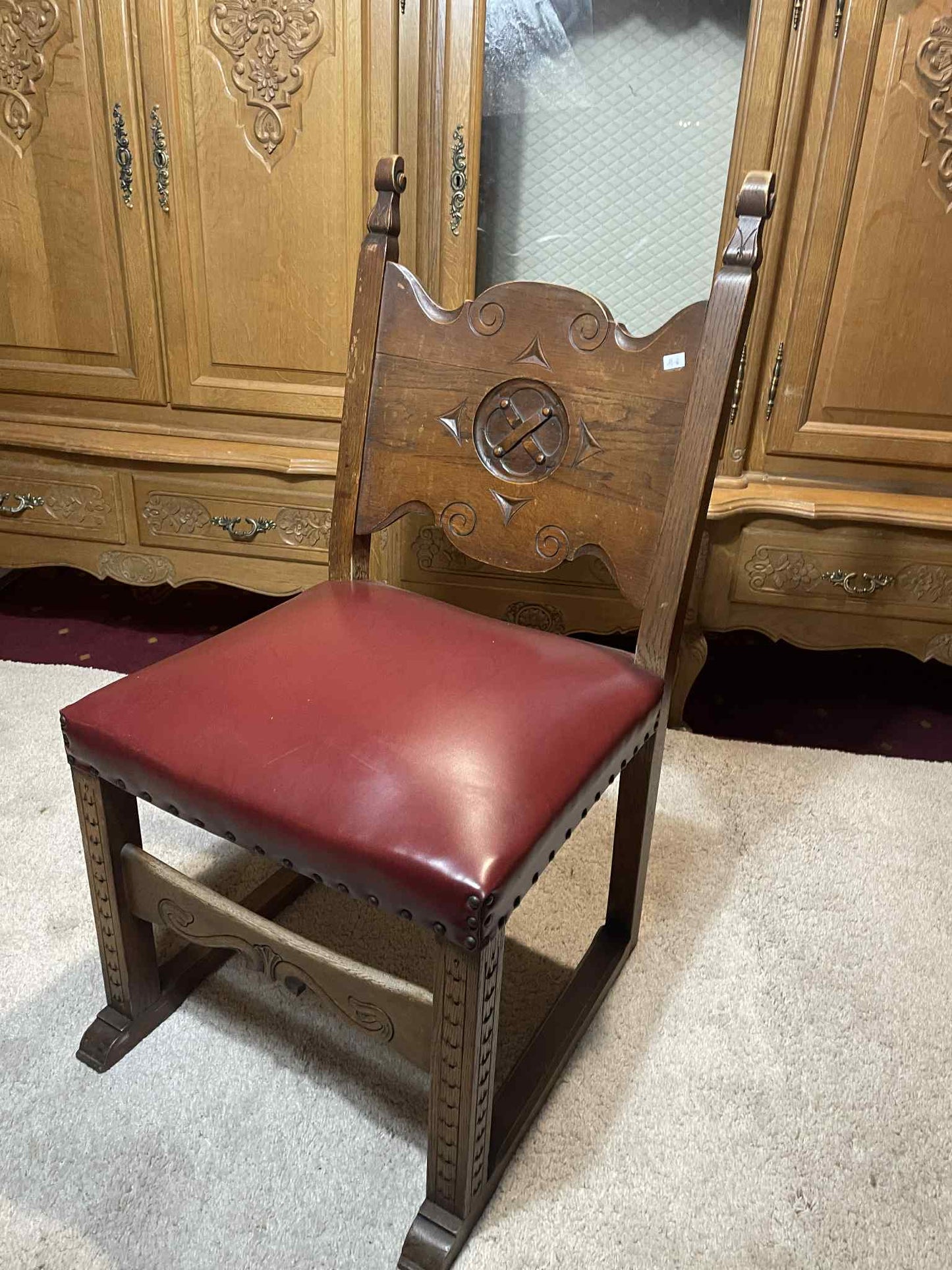 stolička, masív, koža, 97 x 52 x 47 cm, vs 45 cm