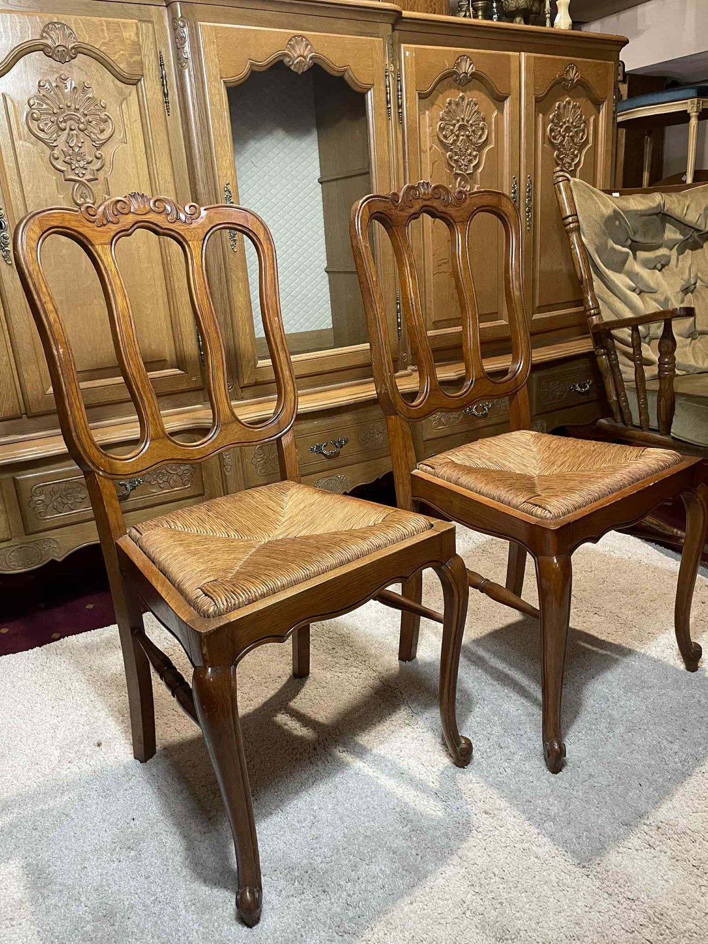 Vintage stoličky, drevo, výplet, 95x45x41 cm, vs 45 cm