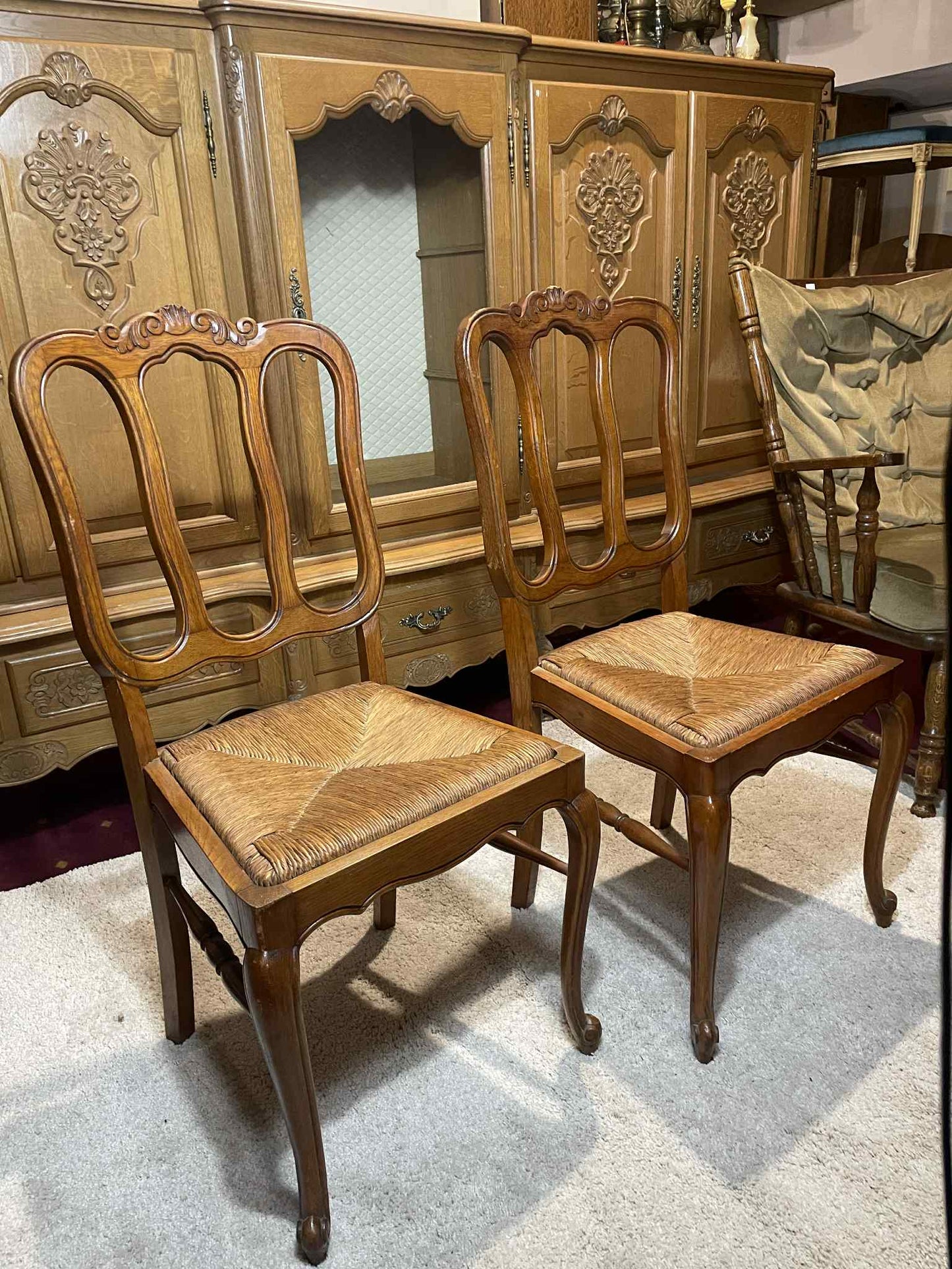 Vintage stoličky, drevo, výplet, 95x45x41 cm, vs 45 cm