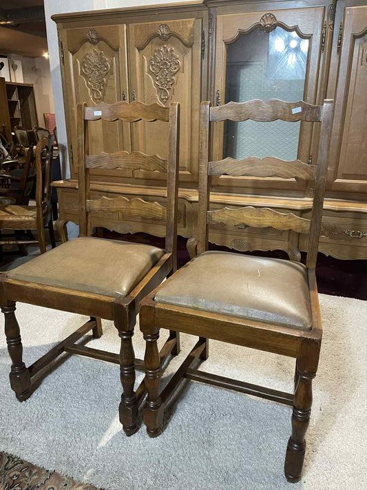 Stoličky masív, koža, stav viď foto, 94x44x41cm, vs 45 cm