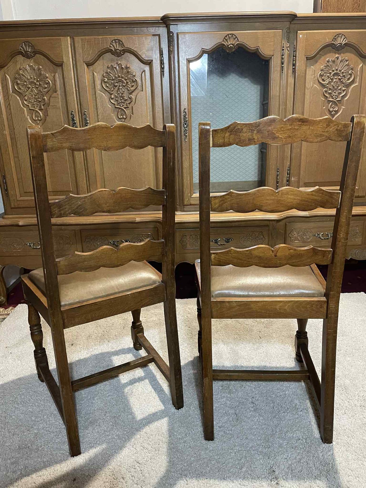 Stoličky masív, koža, stav viď foto, 94x44x41cm, vs 45 cm