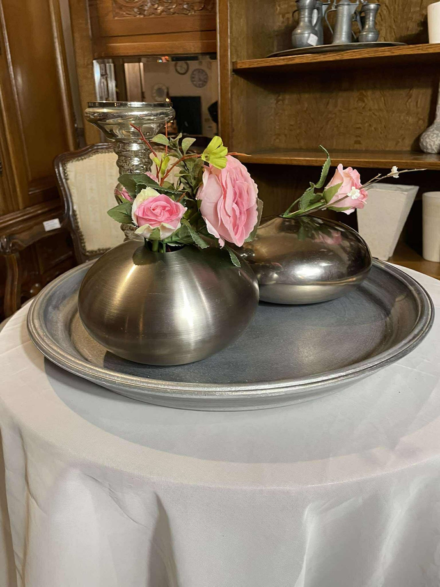 Váza, kov, 14x21 cm