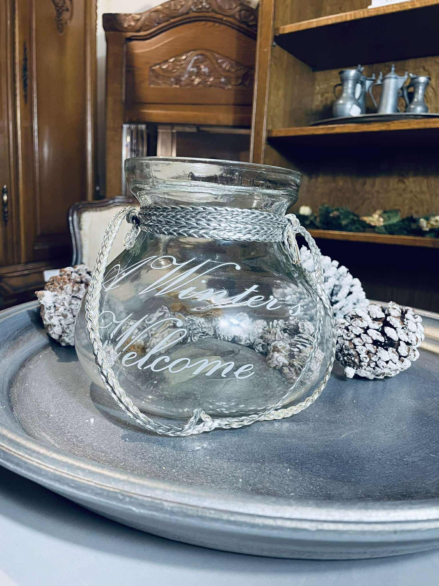 Nádoba, sklo, 17x17 cm