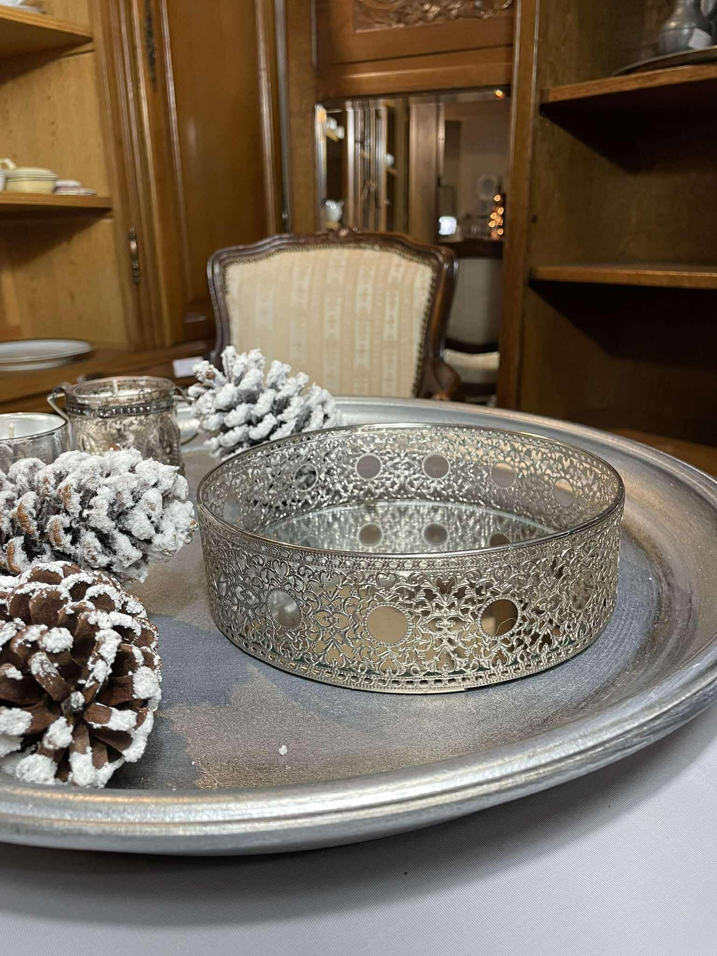 Podnos, sklo, kov, 6x19 cm