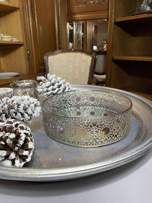 Podnos, sklo, kov, 6x19 cm