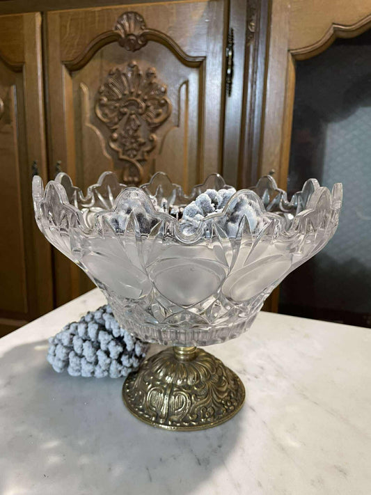 Misa, sklo, mosadz, v 19 cm, priemer 23 cm