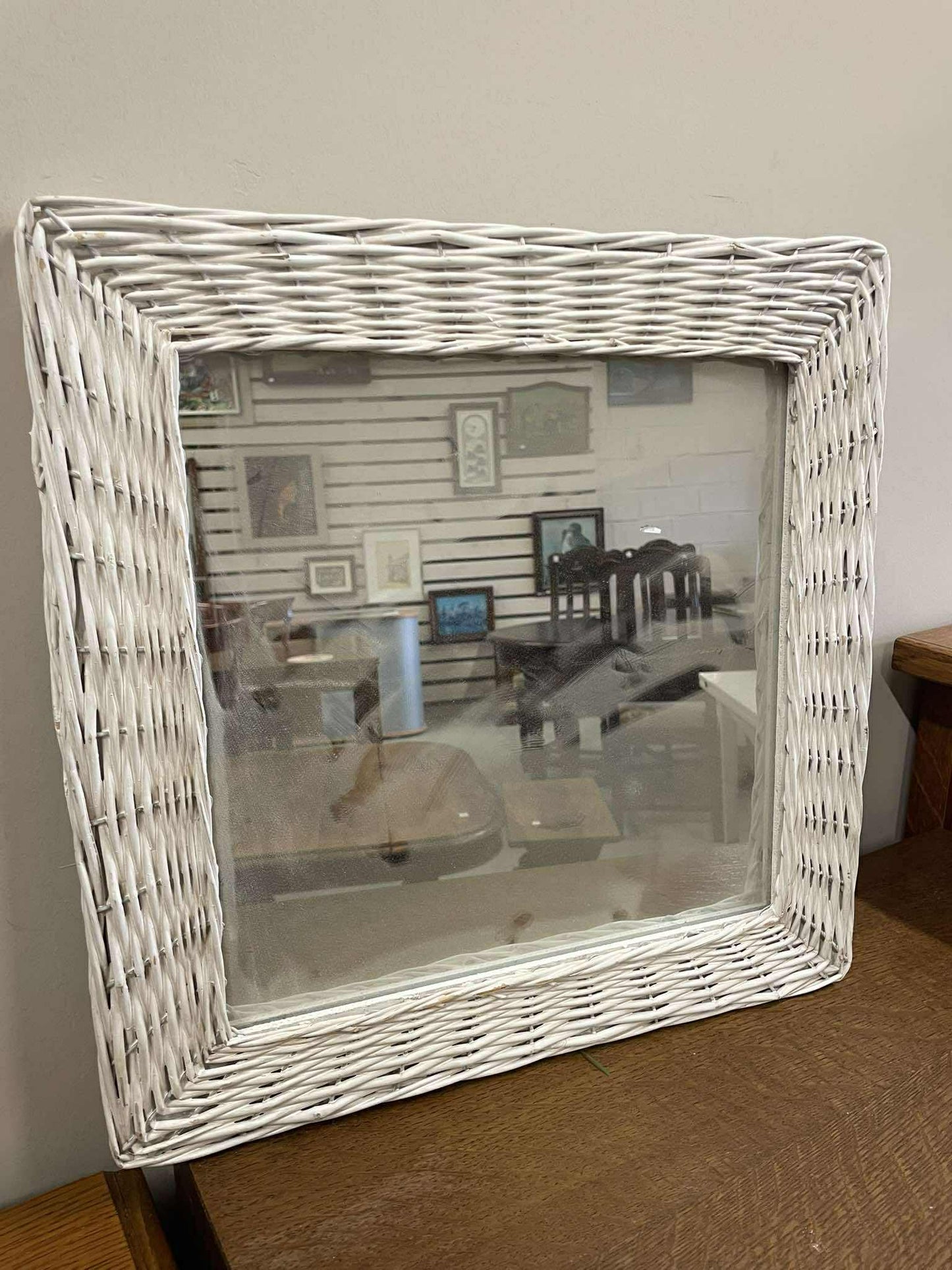 Zrkadlo ratan, 45x45 cm