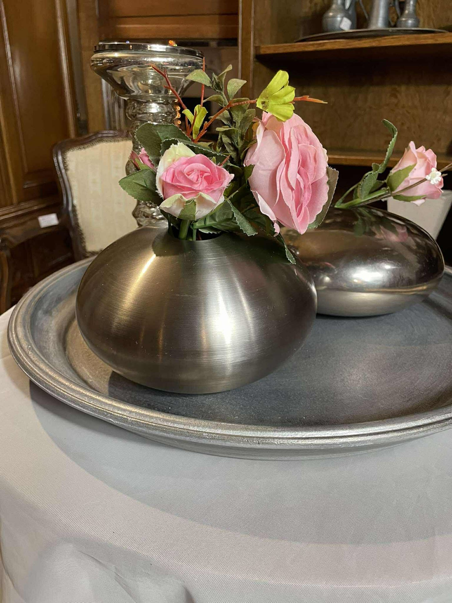 Váza, kov, 14x21 cm