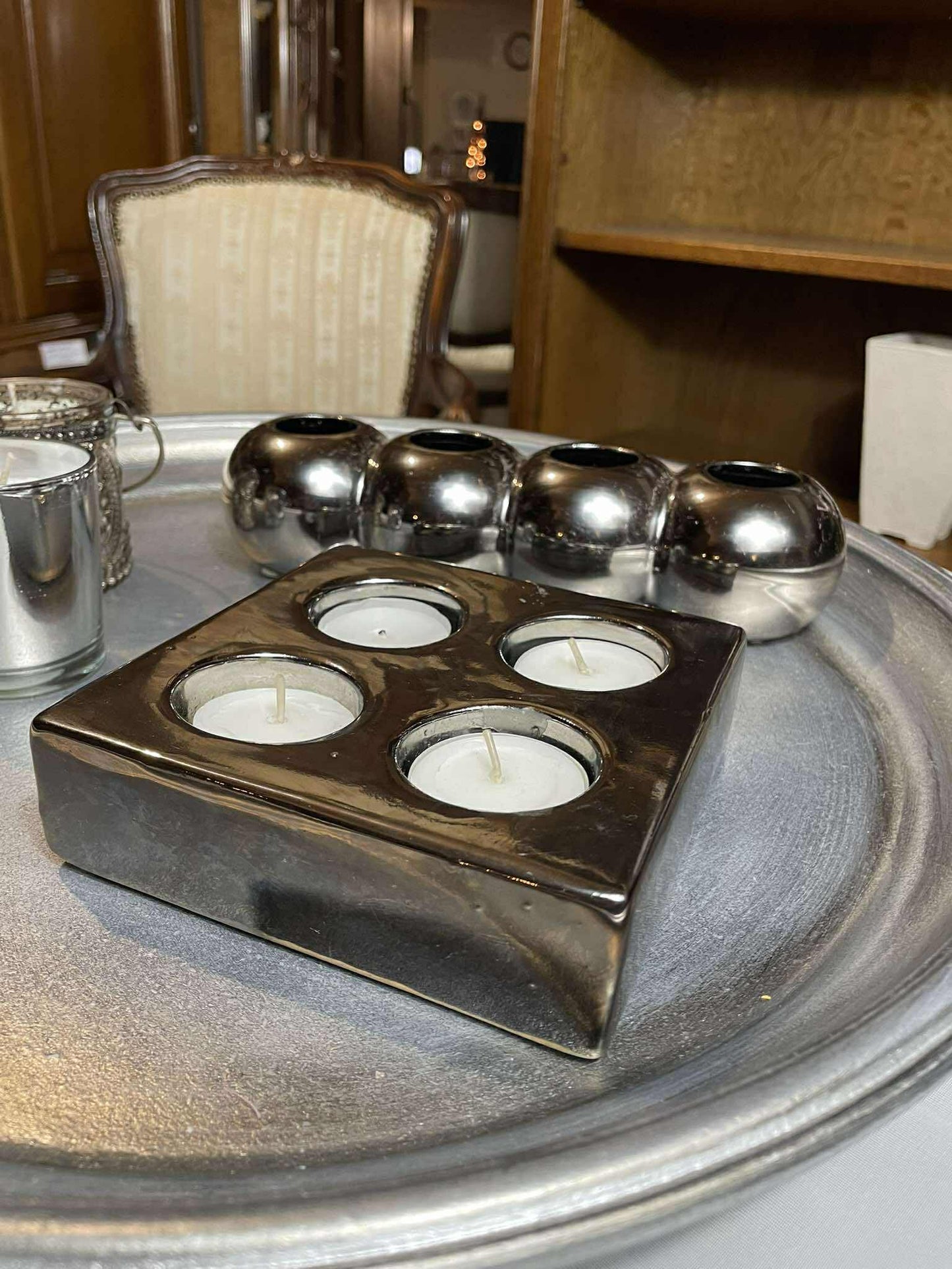 Svietnik, sklo, 4x13x13 cm