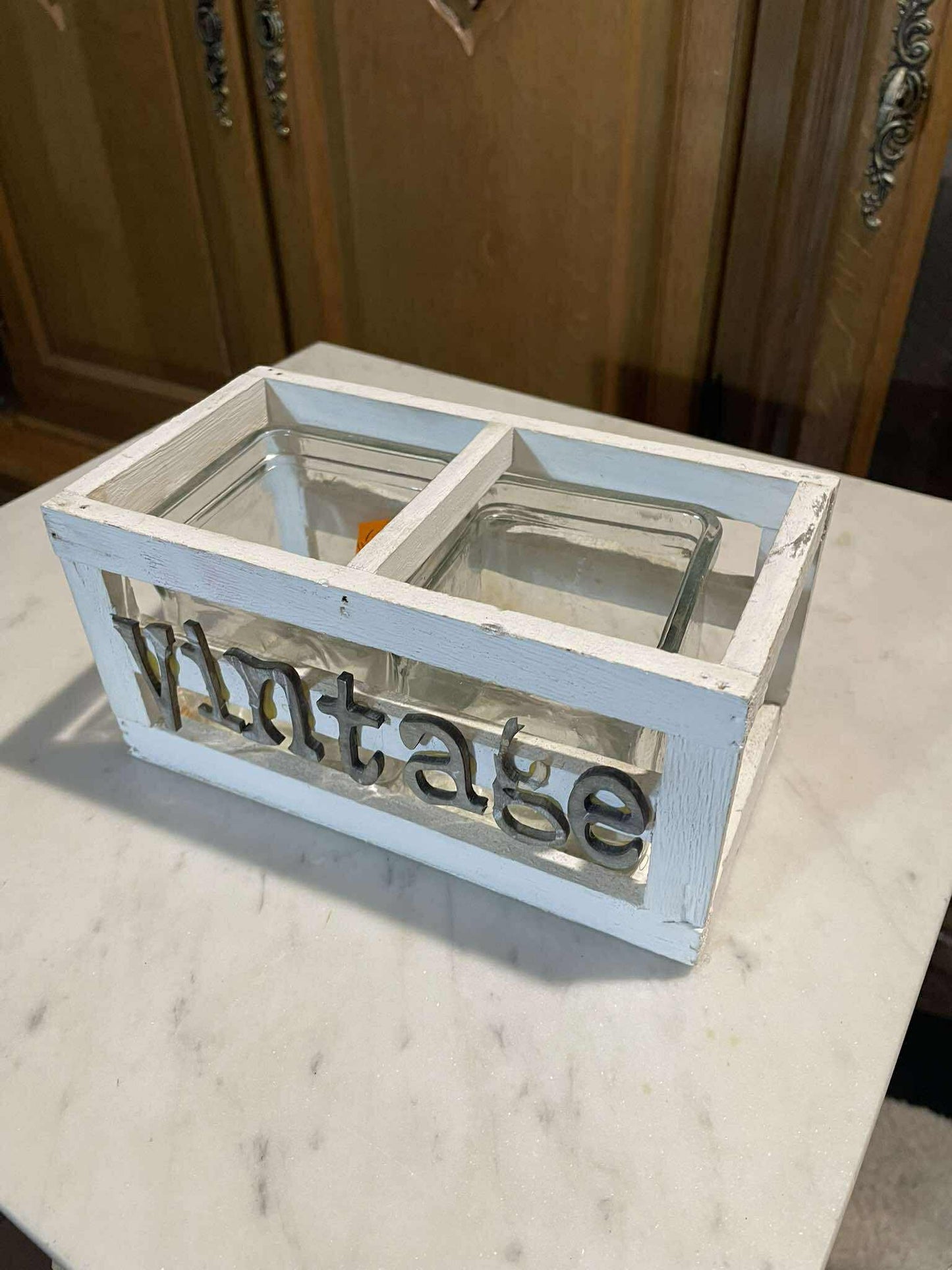 Svietnik, drevo, sklo, 9x19x10