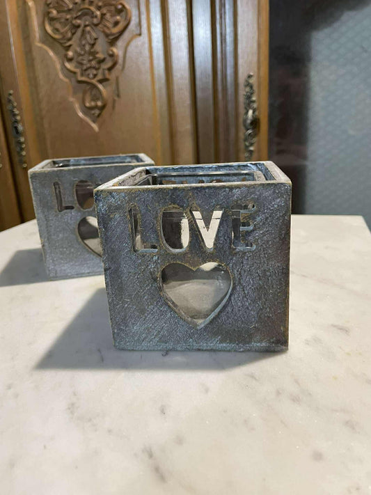 Svietnik, drevo, sklo, 9x9x9 cm